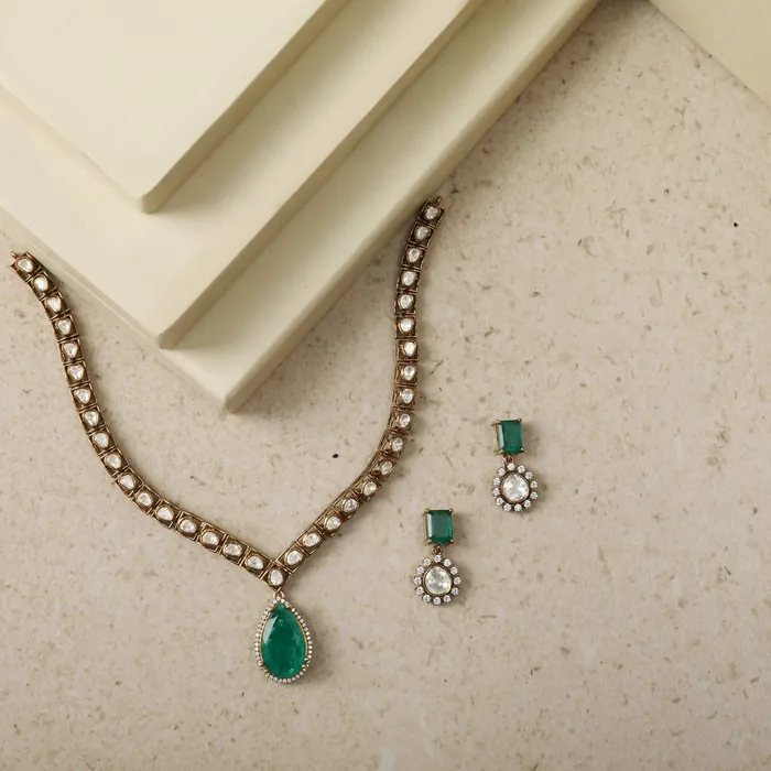 SILVER Necklaces Modern Moissanite Silver Necklace Set