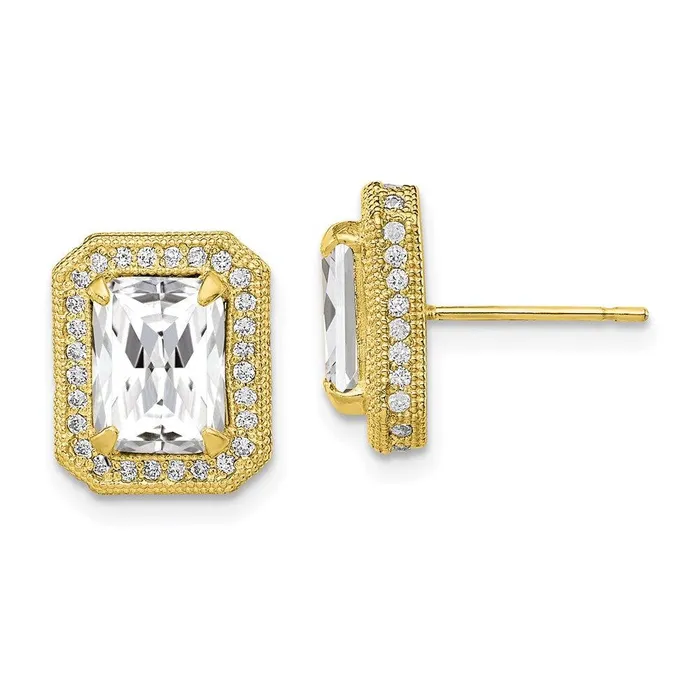 10K Tiara Collection Polished CZ Earrings Jewelry Earrings