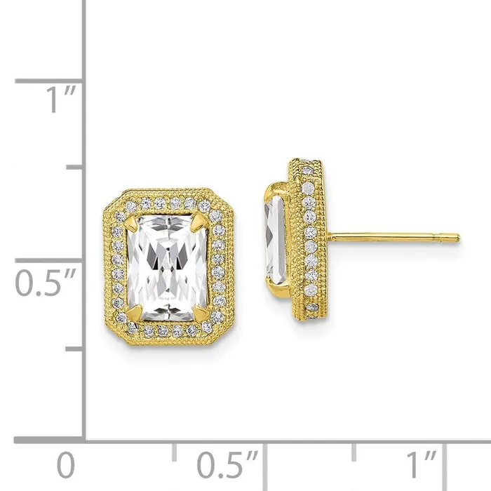10K Tiara Collection Polished CZ Earrings Jewelry Earrings