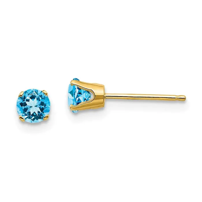 14k 4mm DecemberBlue Topaz Post Earrings Jewelry Earrings