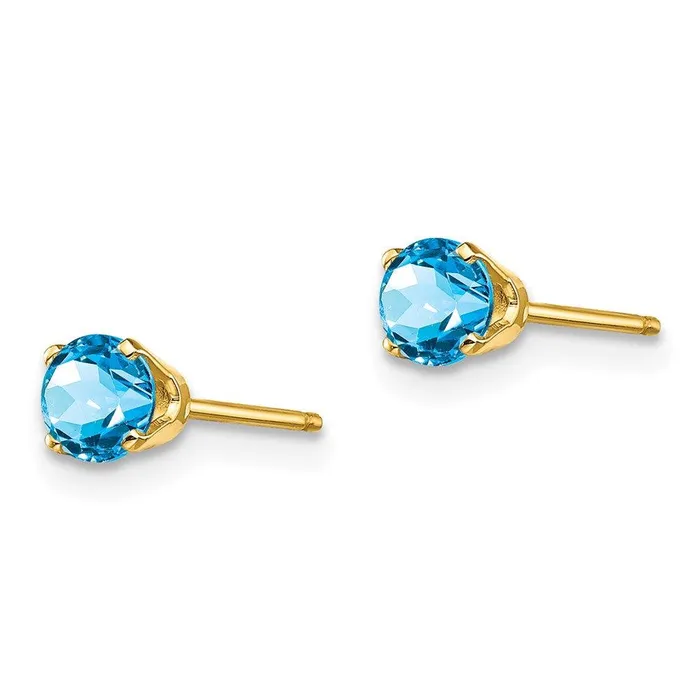 14k 4mm DecemberBlue Topaz Post Earrings Jewelry Earrings