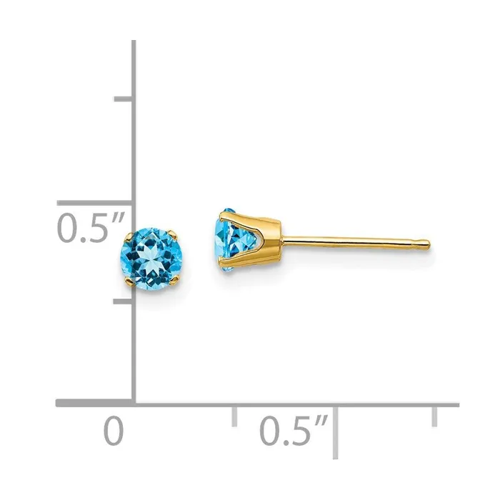 14k 4mm DecemberBlue Topaz Post Earrings Jewelry Earrings