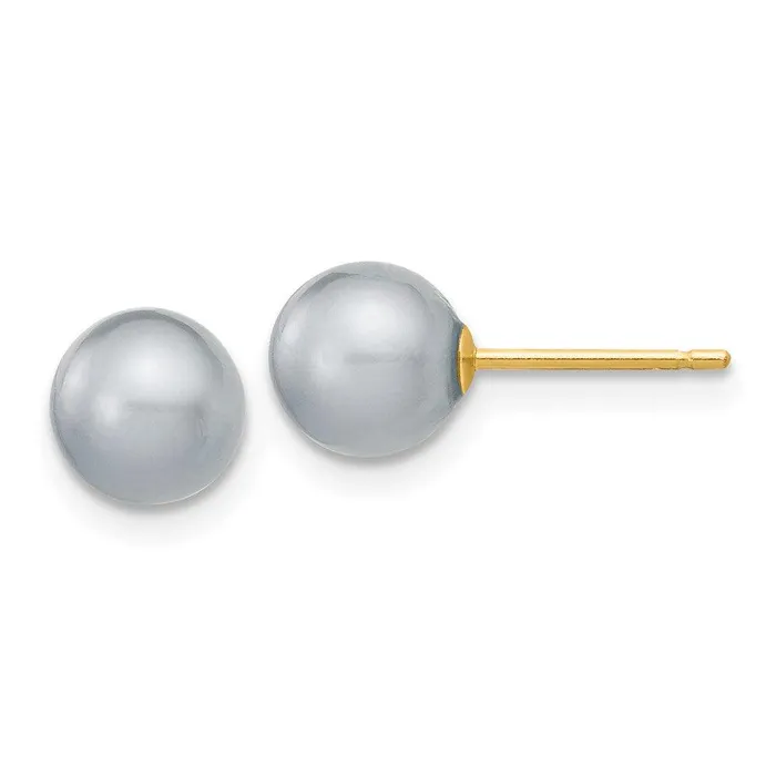 14k 67mm Grey Round Freshwater Cultured Pearl Stud Post Earrings Jewelry Earrings 14k 67mm Grey Round Freshwater Cultured Pearl Stud Post Earrings Jewelry Earrings