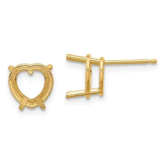 14k 8mm Heart Earring Mountings No Stones Included No Backs Jewelry Earrings 14k 8mm Heart Earring Mountings No Stones Included No Backs Jewelry Earrings