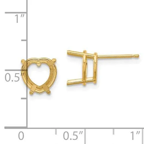 14k 8mm Heart Earring Mountings No Stones Included No Backs Jewelry Earrings 14k 8mm Heart Earring Mountings No Stones Included No Backs Jewelry Earrings