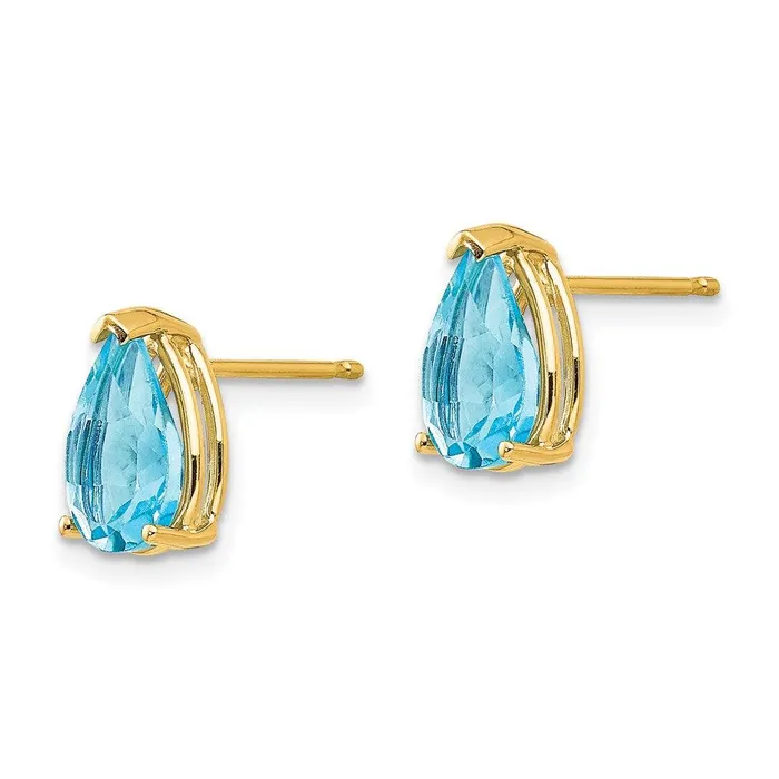 14k 9x6mm Pear Blue Topaz Earrings Jewelry Earrings