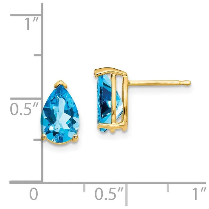 14k 9x6mm Pear Blue Topaz Earrings Jewelry Earrings
