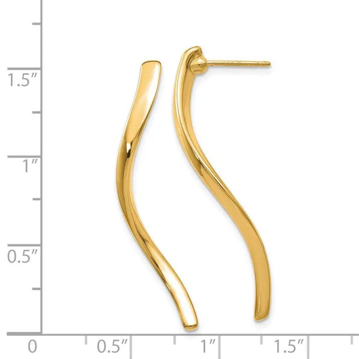 14k Long Curled Post Earrings Jewelry Earrings