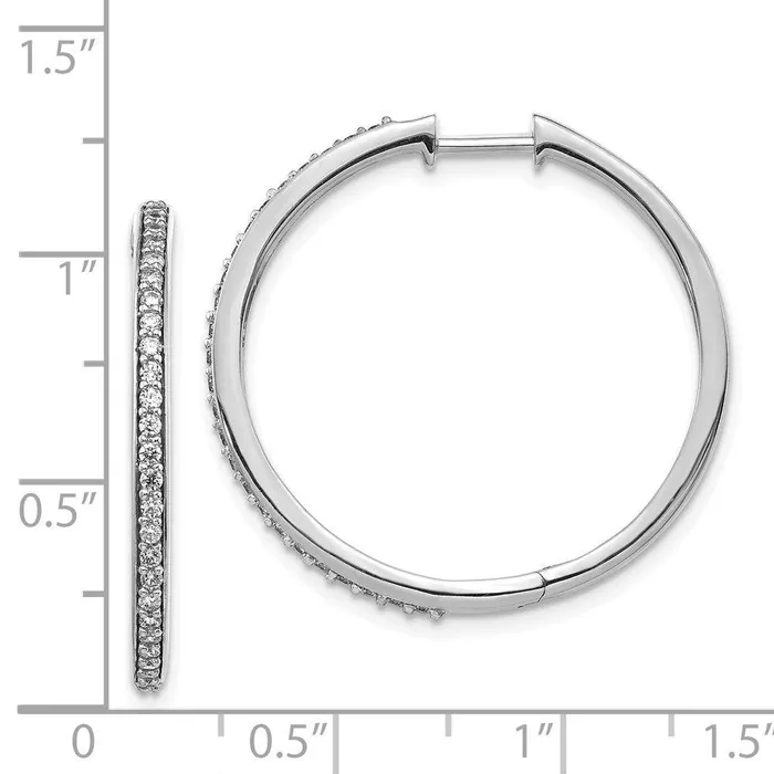 14k White Gold Diamond Hoop Earrings Jewelry Earrings