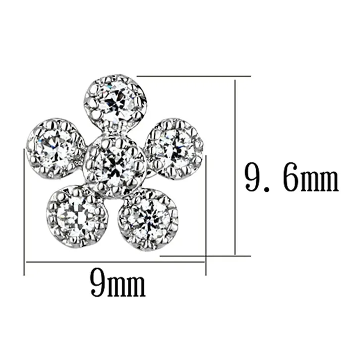 3W359 Rhodium Brass Earrings with AAA Grade CZ in Clear Alamode Earrings