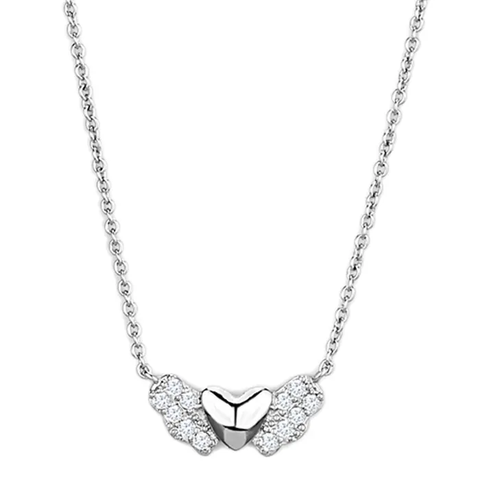 3W451 Rhodium Brass Necklace with AAA Grade CZ in Clear Alamode Necklaces