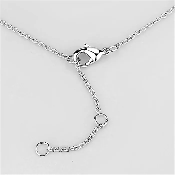 3W451 Rhodium Brass Necklace with AAA Grade CZ in Clear Alamode Necklaces