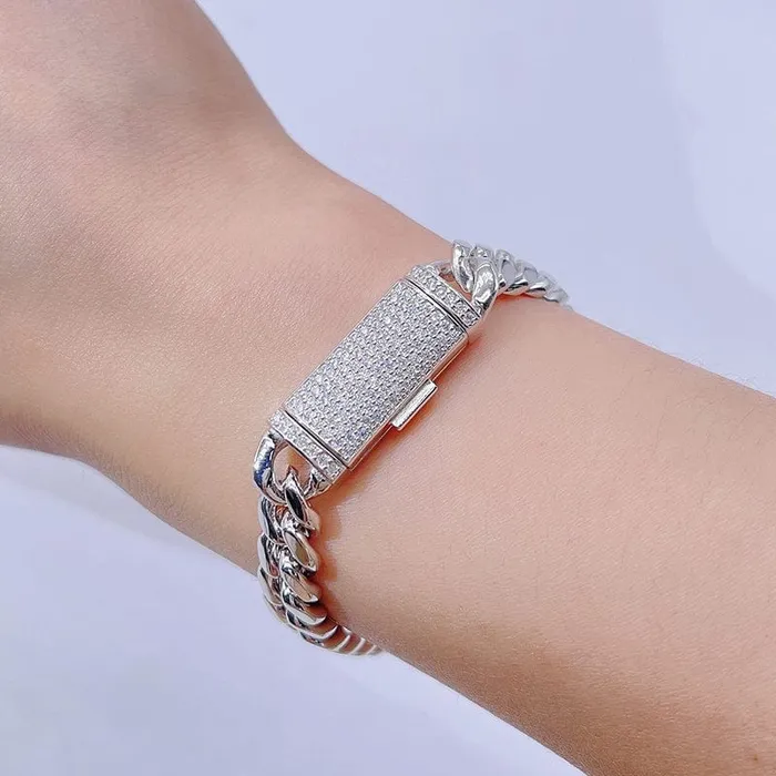 925 Sterling Silver 8MM VVS Moissanite Miami Cuban Bracelet VVS Jewelry Bracelets
