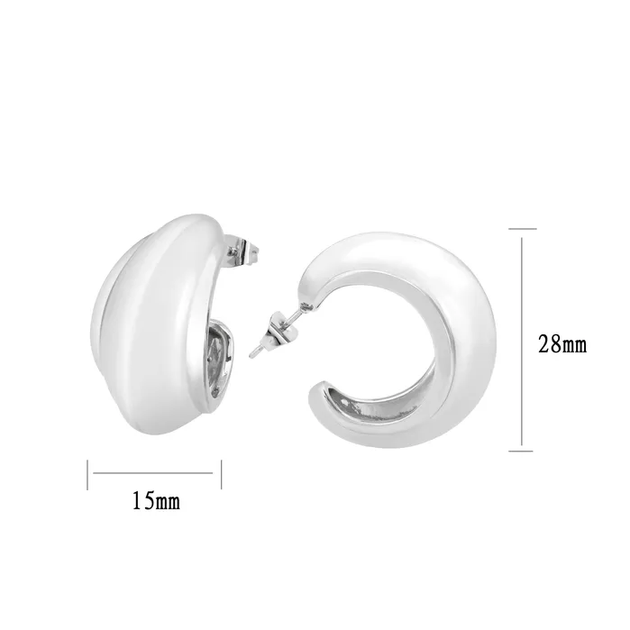 Alamode 3W1739 Imitation Rhodium Brass Earring with NoStone in No Stone Earrings