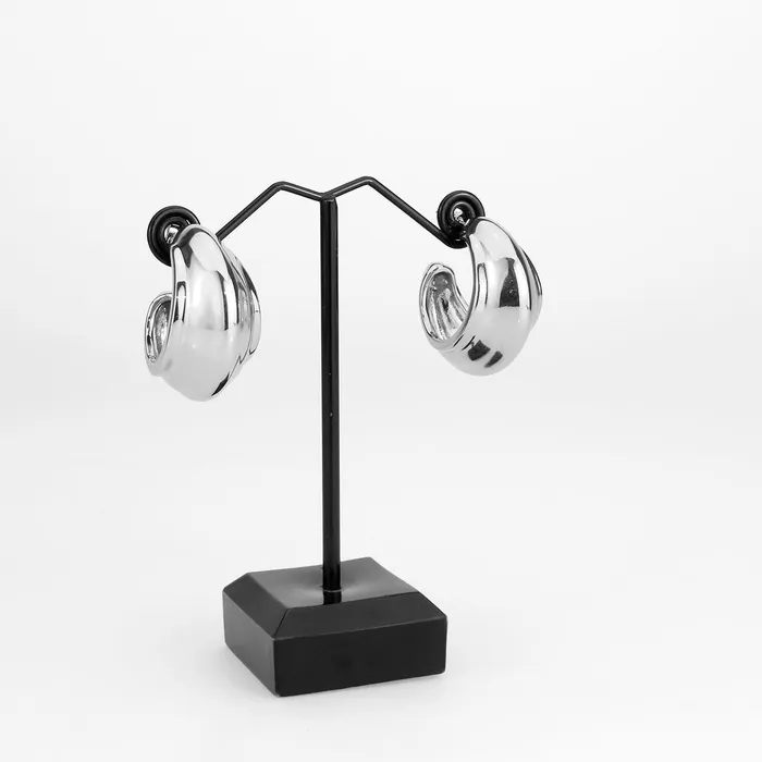 Alamode 3W1739 Imitation Rhodium Brass Earring with NoStone in No Stone Earrings