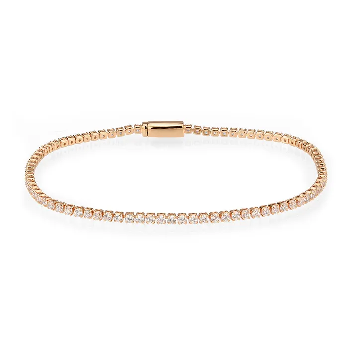 Alamode Bracelets 3W1684 Rose Gold Brass Bracelet with AAA Grade CZ in Clear
