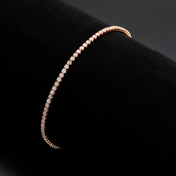Alamode Bracelets 3W1684 Rose Gold Brass Bracelet with AAA Grade CZ in Clear
