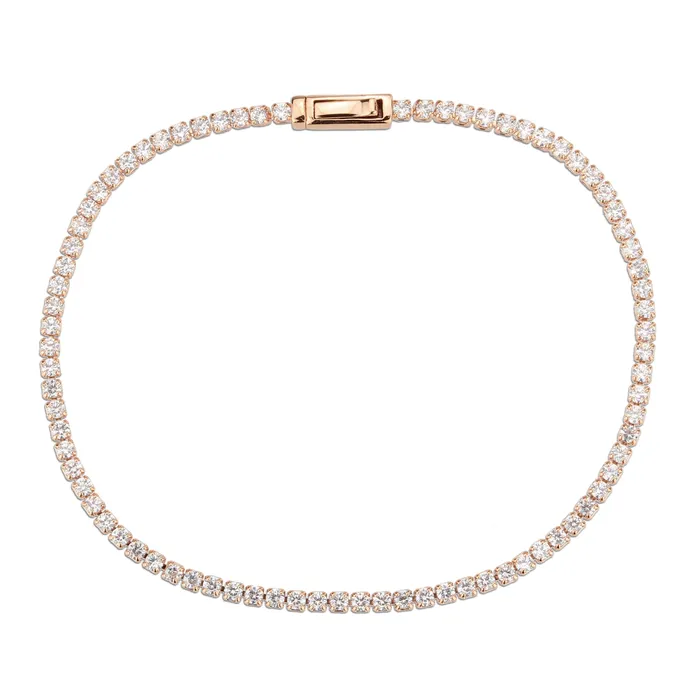 Alamode Bracelets 3W1684 Rose Gold Brass Bracelet with AAA Grade CZ in Clear
