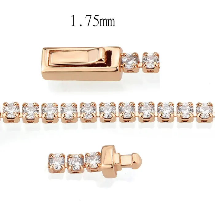 Alamode Bracelets 3W1684 Rose Gold Brass Bracelet with AAA Grade CZ in Clear