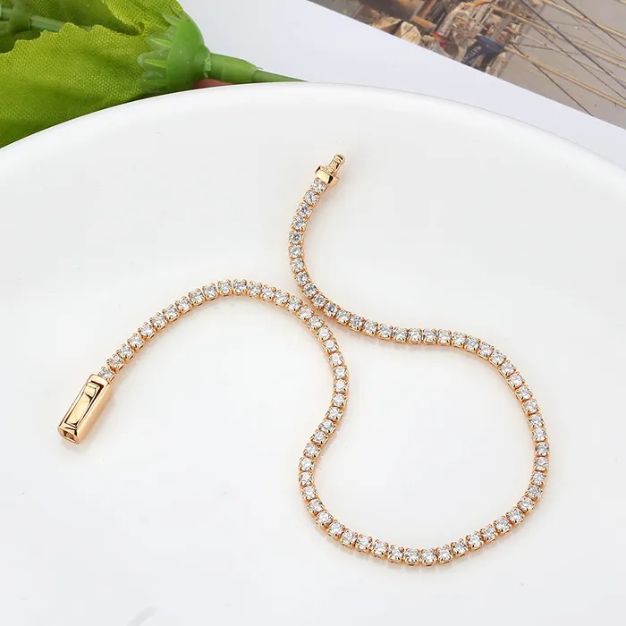 Alamode Bracelets 3W1684 Rose Gold Brass Bracelet with AAA Grade CZ in Clear