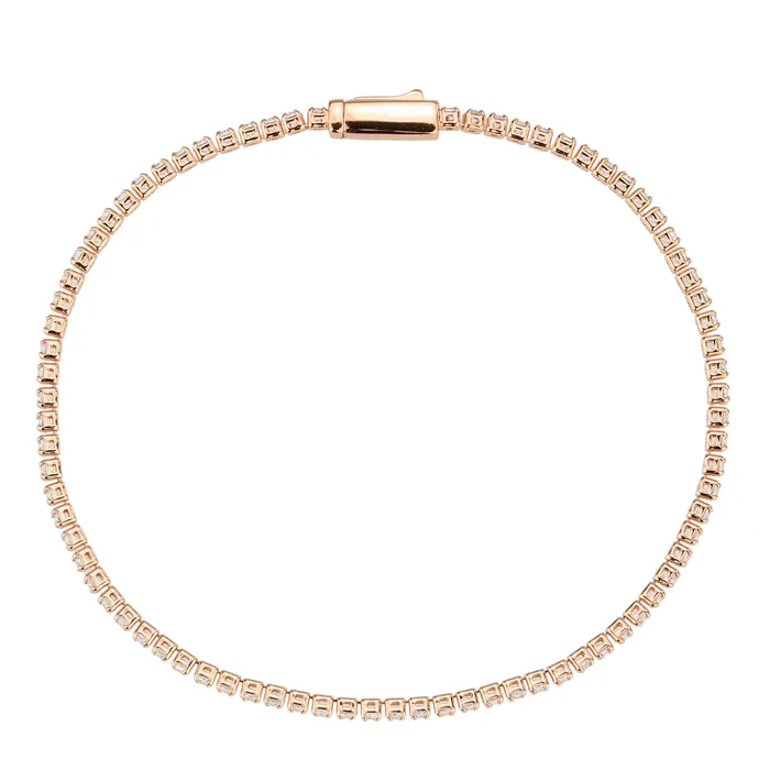 Alamode Bracelets 3W1684 Rose Gold Brass Bracelet with AAA Grade CZ in Clear