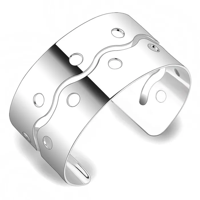 Alamode Bracelets LO4660 Matte Rhodium Rhodium Stainless Steel Bangle with No Stone Alamode Bracelets LO4660 Matte Rhodium Rhodium Stainless Steel Bangle with No Stone