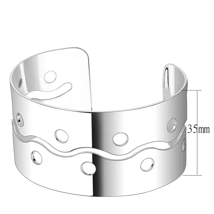 Alamode Bracelets LO4660 Matte Rhodium Rhodium Stainless Steel Bangle with No Stone