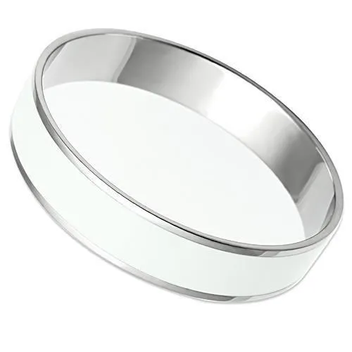Alamode Bracelets TK532 High polished no plating Stainless Steel Bangle with Epoxy in White Alamode Bracelets TK532 High polished no plating Stainless Steel Bangle with Epoxy in White