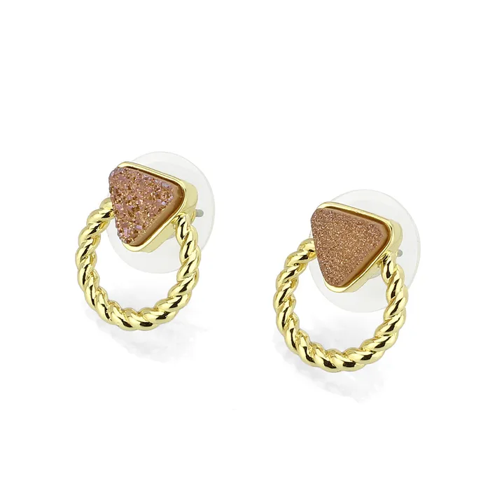 Alamode Earrings 3W1727E Flash GoldEcoating Brass Earring with Druzy in Rose Gold
