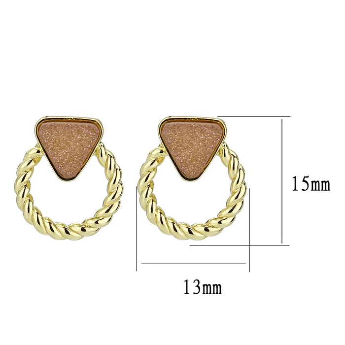 Alamode Earrings 3W1727E Flash GoldEcoating Brass Earring with Druzy in Rose Gold