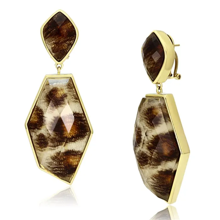 Alamode Earrings VL074 IP GoldIon Plating Brass Earrings with Synthetic Synthetic Stone in Animal pattern Alamode Earrings VL074 IP GoldIon Plating Brass Earrings with Synthetic Synthetic Stone in Animal pattern