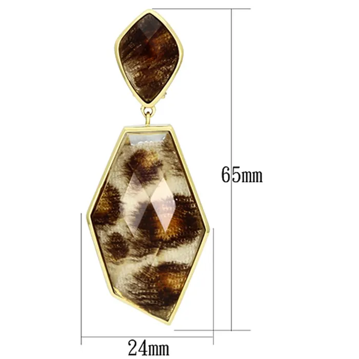 Alamode Earrings VL074 IP GoldIon Plating Brass Earrings with Synthetic Synthetic Stone in Animal pattern