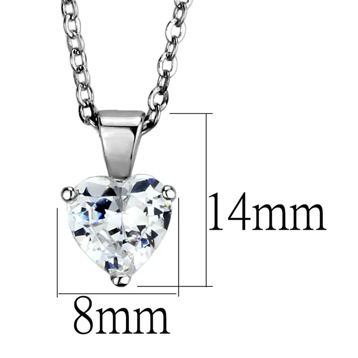Alamode LO3935 Rhodium Brass Chain Pendant with AAA Grade CZ in Clear Necklaces