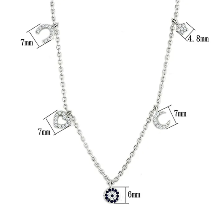 Alamode Necklaces 3W439 Rhodium Brass Necklace with AAA Grade CZ in Montana