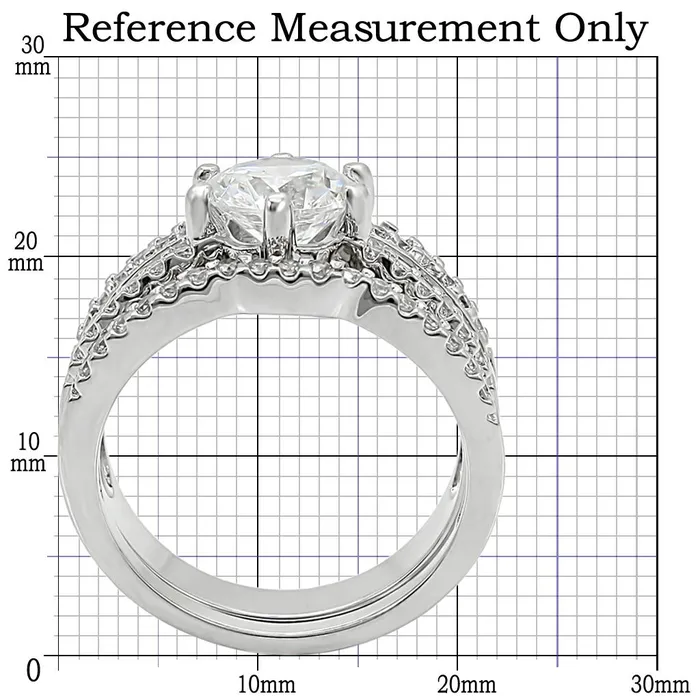 Alamode Rings 1W003 Rhodium Brass Ring with AAA Grade CZ in Clear