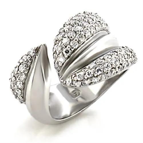 Alamode Rings 9W076 Rhodium Brass Ring with AAA Grade CZ in Clear
