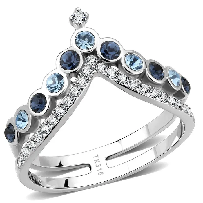 Alamode Rings DA305 No Plating Stainless Steel Ring with Top Grade Crystal in Multi Color Alamode Rings DA305 No Plating Stainless Steel Ring with Top Grade Crystal in Multi Color