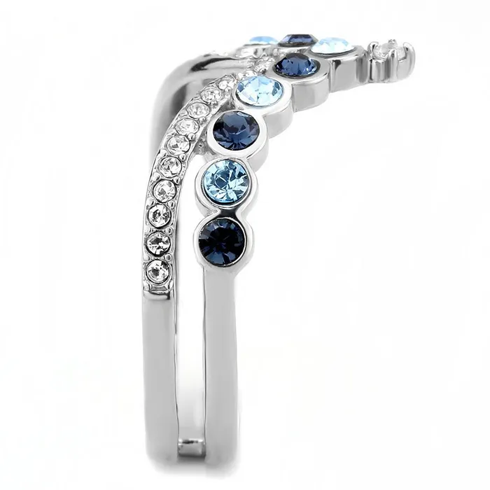 Alamode Rings DA305 No Plating Stainless Steel Ring with Top Grade Crystal in Multi Color
