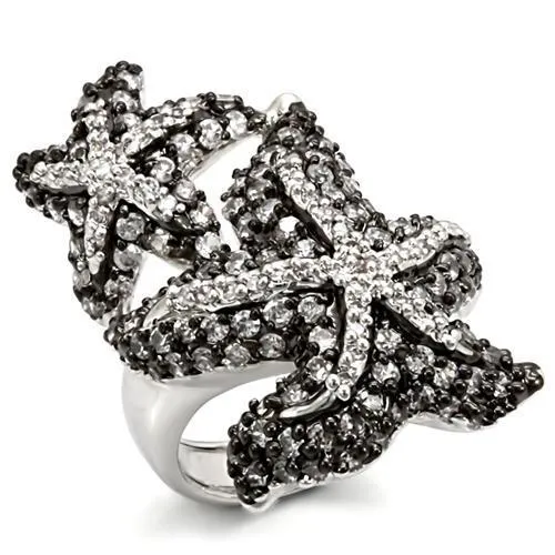 Alamode Rings LO1581 Rhodium Ruthenium Brass Ring with AAA Grade CZ in Clear Alamode Rings LO1581 Rhodium Ruthenium Brass Ring with AAA Grade CZ in Clear