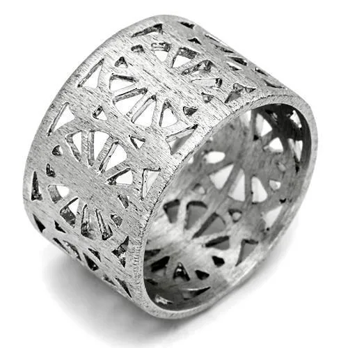 Alamode Rings LO2536 Rhodium Brass Ring with No Stone