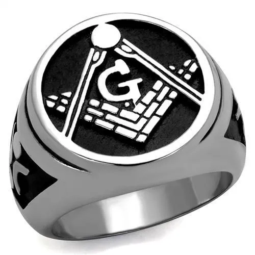 Alamode Rings TK2315 High polished no plating Stainless Steel Ring with Epoxy in Jet