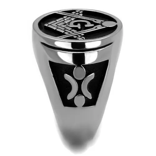 Alamode Rings TK2315 High polished no plating Stainless Steel Ring with Epoxy in Jet