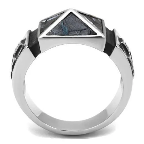 Alamode Rings TK3075 High polished no plating Stainless Steel Ring with Leather in Jet