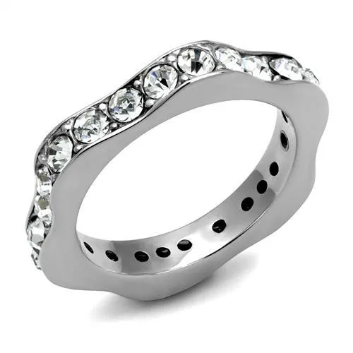 Alamode Rings TK3106 High polished no plating Stainless Steel Ring with Top Grade Crystal in Clear