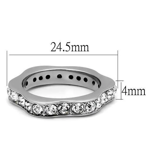 Alamode Rings TK3106 High polished no plating Stainless Steel Ring with Top Grade Crystal in Clear