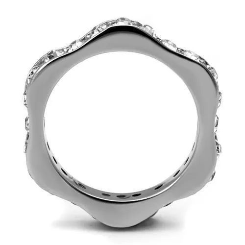 Alamode Rings TK3106 High polished no plating Stainless Steel Ring with Top Grade Crystal in Clear