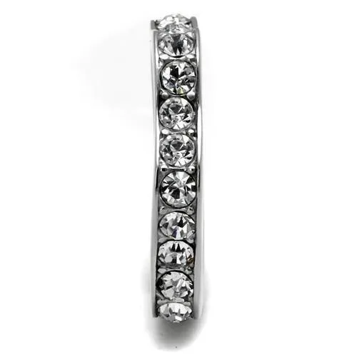 Alamode Rings TK3106 High polished no plating Stainless Steel Ring with Top Grade Crystal in Clear