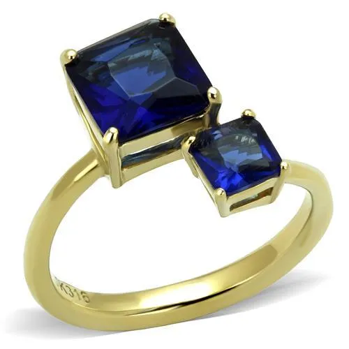 Alamode Rings TK3110 IP GoldIon Plating Stainless Steel Ring with Synthetic Synthetic Glass in Montana
