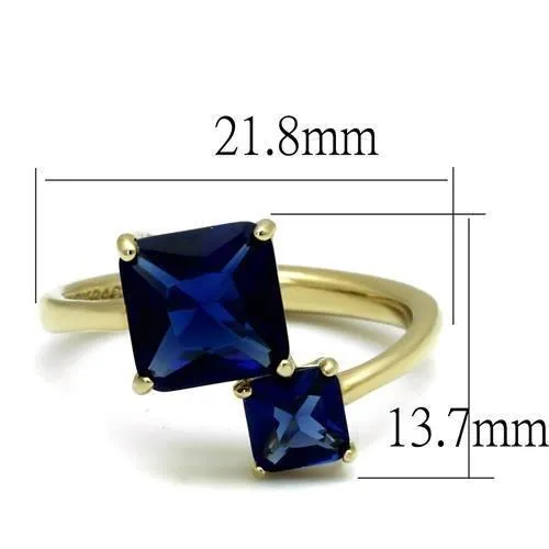 Alamode Rings TK3110 IP GoldIon Plating Stainless Steel Ring with Synthetic Synthetic Glass in Montana