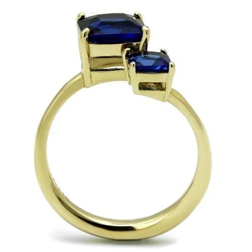Alamode Rings TK3110 IP GoldIon Plating Stainless Steel Ring with Synthetic Synthetic Glass in Montana